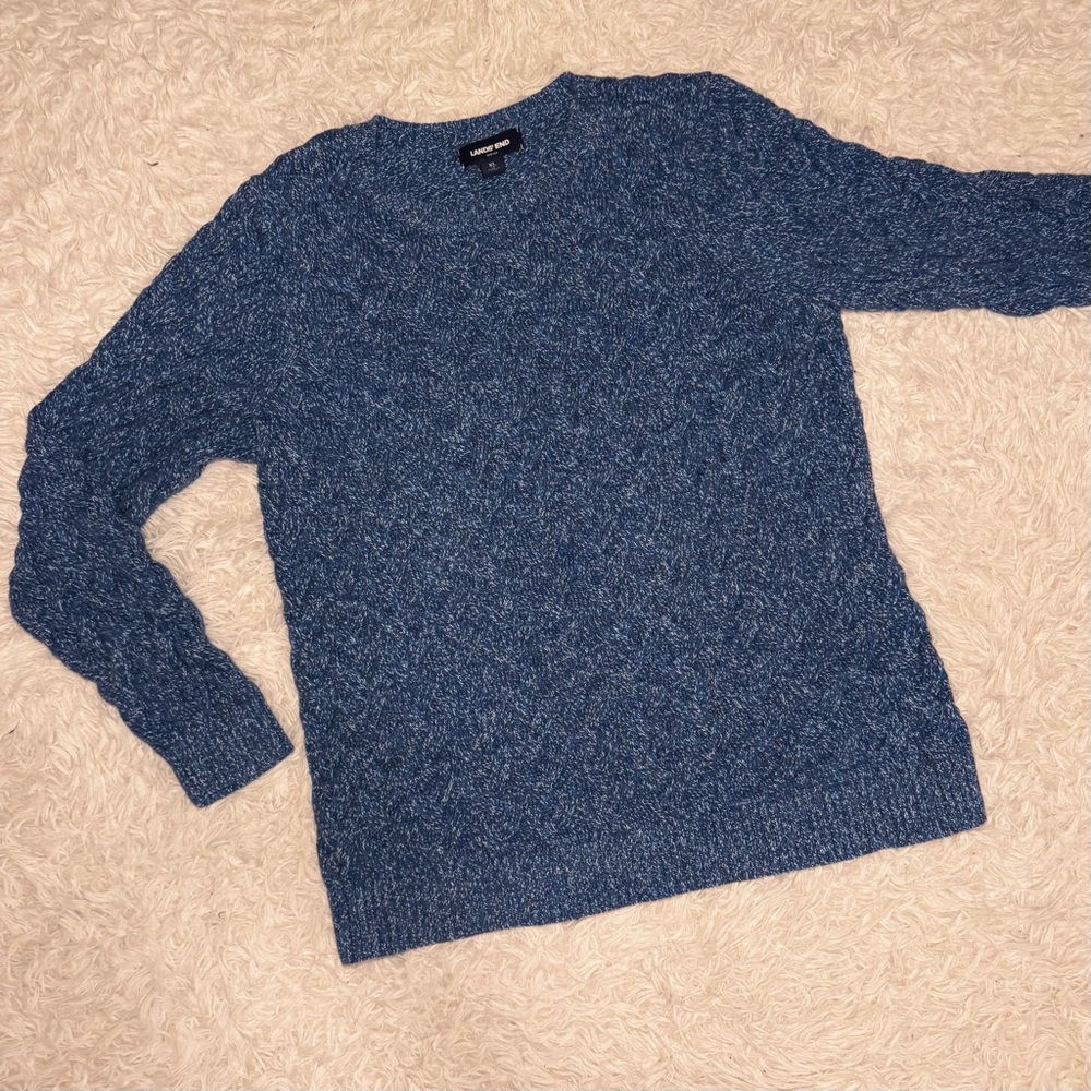 Lands' End Heathered Blue Crewneck Sweater